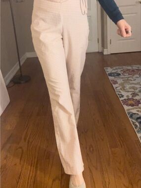 PrettyLittleThing Cream Check Straight-Leg Pants